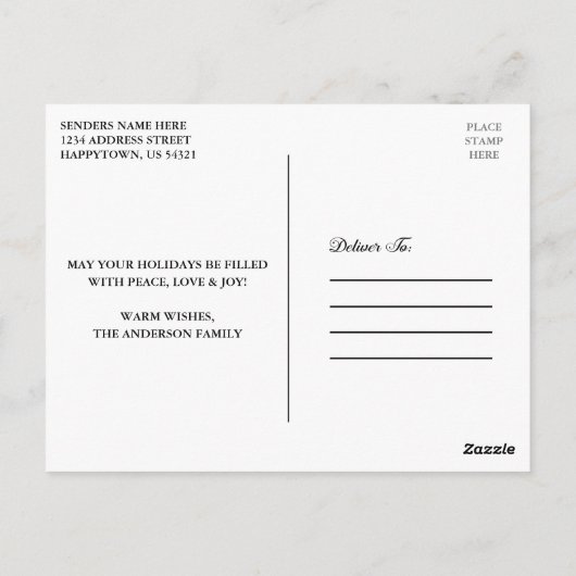 Carte Postale Calligraphie Script Photo Merry Christmas Star (Dos)