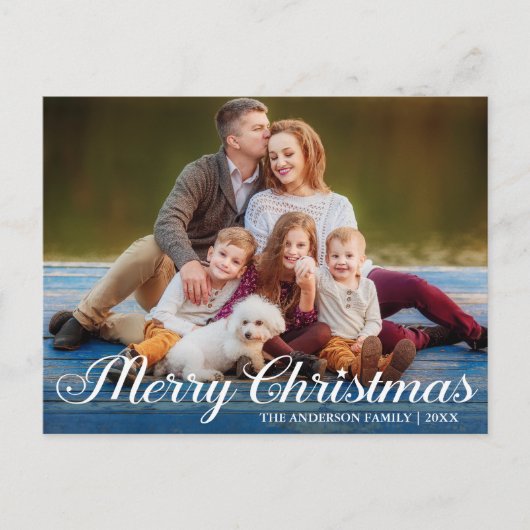 Carte Postale Calligraphie Script Photo Merry Christmas Star (Devant)