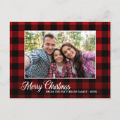 Carte Postale Calligraphie Script Photo Red Plaid Noël (Devant)