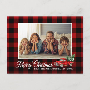 Carte Postale Calligraphie Script Photo Red Plaid Red Truck