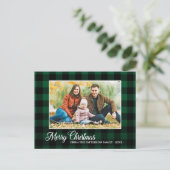 Carte Postale Calligraphie Script Photo Vert Plaid Noël (Debout devant)