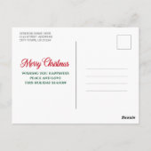 Carte Postale Calligraphie Script Photo Vert Plaid Noël (Dos)