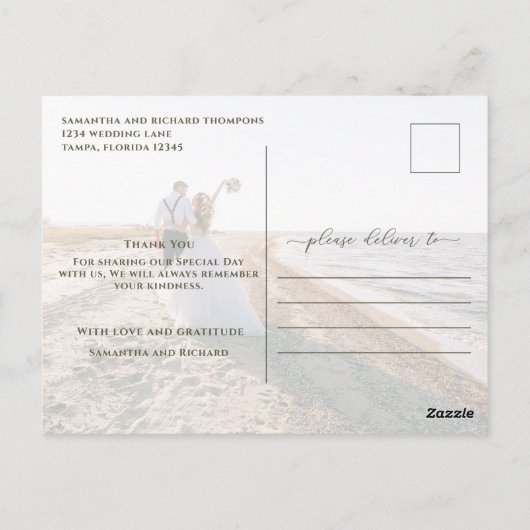 Carte Postale Calligraphie Script Simple Élégant Deux Photo Mode (Dos)