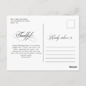 Carte Postale Calligraphie Script Thanksgiving Photo personnalis (Dos)