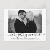 Carte Postale Calligraphie Se Marier Enregistrer La Date BW Phot (Devant)