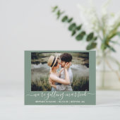 Carte Postale Calligraphie Se Marier Vert Sauver La Date (Debout devant)