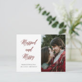 Carte Postale Calligraphie simple élégante Mariée et Joyeuse Pho (Debout devant)