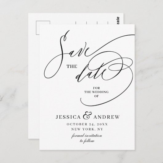 Carte Postale Calligraphie simple et élégante Mariage Enregistre (Devant / Derrière)