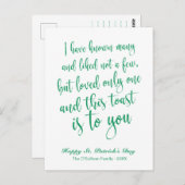 Carte Postale Calligraphie simple Irlandais Toast St. Patrick's  (Devant / Derrière)