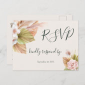 Carte Postale Calligraphie simple Mariage floral rustique RSVP (Devant / Derrière)