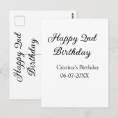 Carte Postale calligraphie simple minimale joyeux 2ème anniversa (Devant / Derrière)