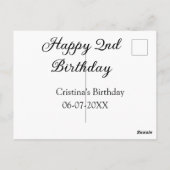 Carte Postale calligraphie simple minimale joyeux 2ème anniversa (Dos)