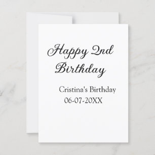 Carte Postale calligraphie simple minimale joyeux 2ème anniversa