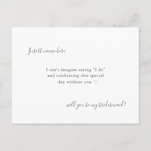 Carte Postale Calligraphie simple moderne pour demande de témoin (Devant)