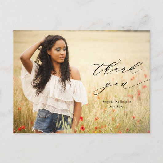 Carte Postale Calligraphie superposition photo Merci de diplôme (Devant)