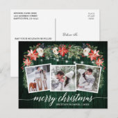 Carte Postale Calligraphie Vert Bois 3 Photo Aquarelle Florale (Devant / Derrière)