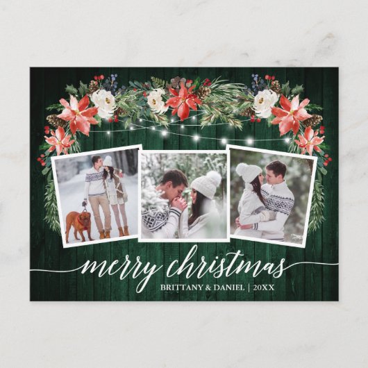 Carte Postale Calligraphie Vert Bois 3 Photo Aquarelle Florale (Devant)