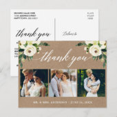 Carte Postale Calligraphie Verte Florale Mariage Remerciement Kr (Devant / Derrière)