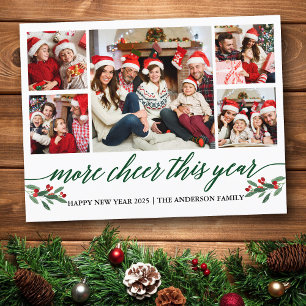 Carte Postale Calligraphy More Cheer This Year 5 Photo Green