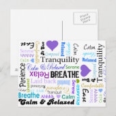 Carte Postale Calme et relaxant typographie de mots positifs (Devant / Derrière)