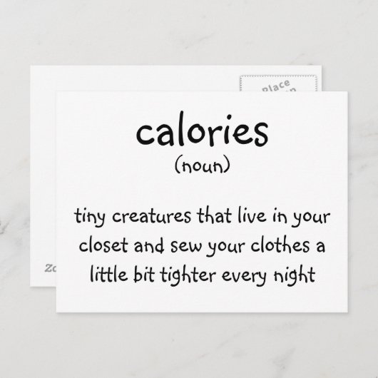 Carte Postale calories (Devant / Derrière)