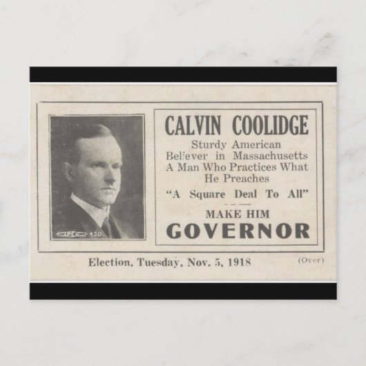 Carte Postale Calvin Coolidge, gouverneur (Devant)