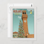 Carte Postale Camapnile de Murano et arbre de verre (Devant / Derrière)