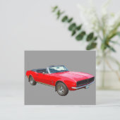 Carte Postale Camaro Muscle Car 1967 rouge convertible (Debout devant)