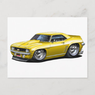 Carte Postale Camaro SS Yellow Car 1969