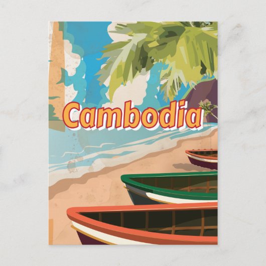 Carte Postale Cambodge Affiche de voyage Vintage (Devant)