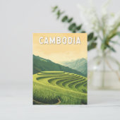 Carte Postale Cambodge Illustration Voyage Art Vintage (Debout devant)