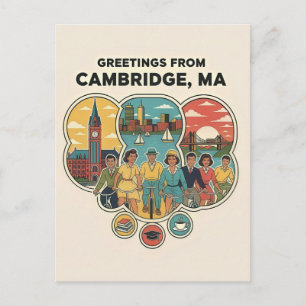 Carte Postale Cambridge Massachusetts années 50 Voyage Rétro