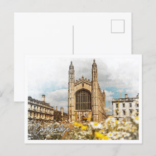Carte Postale Cambridge Royaume-Uni Color Pencil Paysage