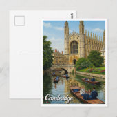 Carte Postale Cambridge University England Punting Travel (Devant / Derrière)