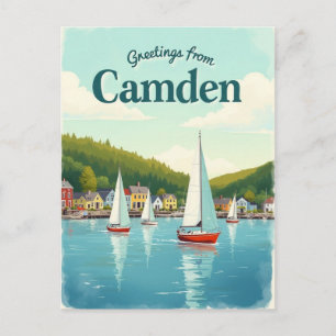 Carte Postale Camden, Maine – Voiliers & Ports Vintage