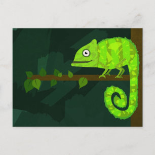 Carte Postale Caméléon vert mignon