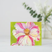 Carte Postale Camellia rose et blanc sur Lime Green (Debout devant)