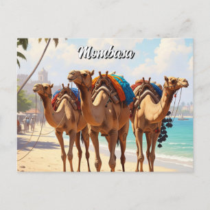 Carte Postale Camels sur la plage à Mombasa Kenya