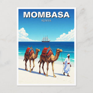 Carte Postale Camels sur la plage à Mombasa Kenya
