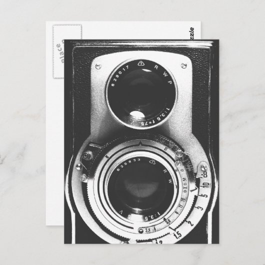 Carte Postale Caméra b&w vintage (Devant / Derrière)