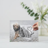 Carte Postale Caméra Crayon - Chien et Chat (Debout devant)