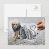 Carte Postale Caméra Crayon - Chien et Chat (Devant / Derrière)
