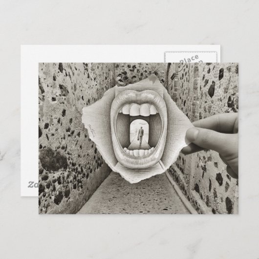 Carte Postale Caméra Crayon Vs - Bouche (Devant / Derrière)