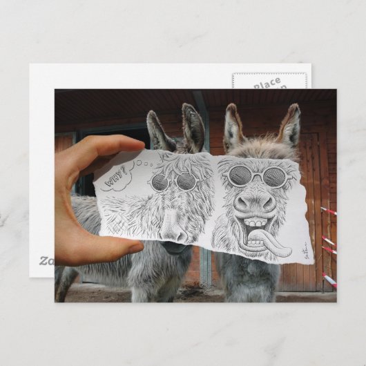 Carte Postale Caméra Crayon Vs - Dingue (Devant / Derrière)