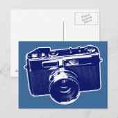 Carte Postale Caméra d'art pop bleu (Devant / Derrière)