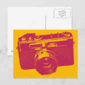 Carte Postale Caméra d'art pop orange et rouge (Devant / Derrière)