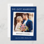 Carte Postale Caméra instantanée Mariage photo Faire-part bleu (Devant / Derrière)