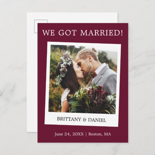 Carte Postale Caméra instantanée Mariage photo Faire-part Bourgo (Devant / Derrière)