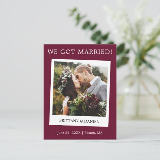 Carte Postale Caméra instantanée Mariage photo Faire-part Bourgo (Debout devant)