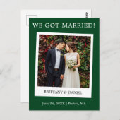Carte Postale Caméra instantanée Mariage photo Faire-part vert (Devant / Derrière)